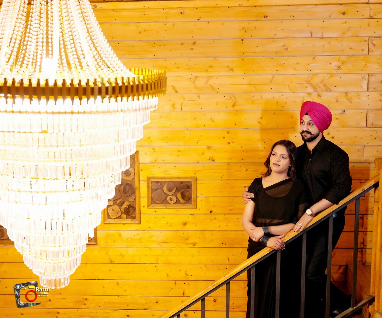 Rattu Studio wedding celebration under grand chandelier Jalandhar